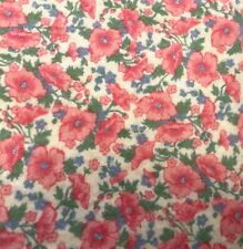 Vintage Cotton Flannel Floral Flowers Pink Blue 43