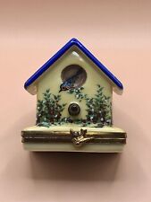 Vintage Rochard Limoges France Hand Painted Hinged Birdhouse Trinket Box picture
