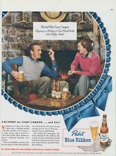 1948 Pabst Blue Ribbon Gary Cooper Trail Creek Cabin Sun Valley ID Print Ad C2 picture