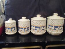 Canister Set Vintage 4 Pieces Kitchen Set Beautiful 3-5 Ducks w/ Bow Design New picture