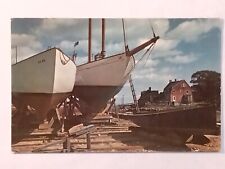 Boat Building In Marblehead Massachusetts  Postcard  picture