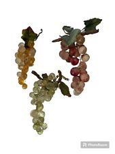 VNT MCM Lot 3 Lucite  Grape Cluster Clear Green Yellow Pink Leaf Home Decor picture