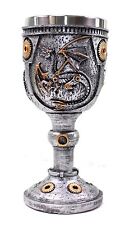 Silver 3 Royal Dragon Wine Goblet Skulls Steampunk Collectible Home Decor Gift picture