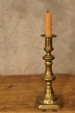 18th 19th Century Turned Brass Candlestick Holder picture