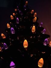 Halloween Ceramic Tree Tabletop with Orange & Purple Bulb Lights Pre-lit picture
