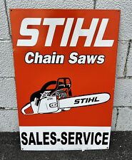 STIHL Chain Saws Chainsaw Sales & Service One-Sided Porcelain Sign, 30” x 20” picture