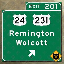 Indiana US route 24 231 Exit 201 Remington Wolcott guide sign road marker 12x12 picture