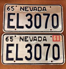 Vintage 1965 NEVADA Elko County USA Matching Pair License Plates ~ All Original. picture