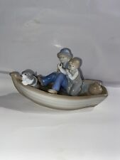 Vtg MEICO  “OLD MAN & BOY FISHING” in Boat Fine Porcelain Figurine 