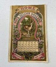 Antique 1872 Calendar Home Insurance Company Advertising Deer Flowers New York  picture