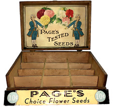Antique Page's Tested Seed Counter Display Box - Rare Flower Seed Box picture
