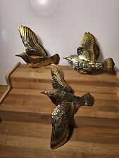 Set Of 3 MCM Brass Birds In flight Wall Decor Hanging Mid Century Modern 3D picture