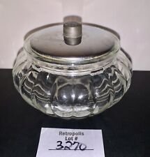 Vintage Antique Glass Dresser Jar Vanity Trinket Box Silver Metal Lid picture