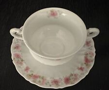 Antique Carl Tielsch CT 2 Handled Tea Cup/Saucer Pink/White Floral Daisy 2 Sets picture