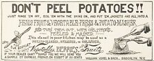Vtg1894 HENIS PRESS Potato Masher/Peeler/Ricer~GR8Nostalgic Kitchen Art Print Ad picture