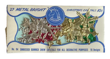 VINTAGE Christmas Stickers 27 Metal Bright Snow Drops Snowflakes NEW SEALED picture