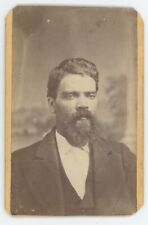 Antique CDV Circa 1870s Large Rugged Man in Stylish Suit With Long Goatee Beard picture