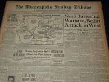 1939 SEPTEMBER 10 MINNEAPOLIS SUNDAY TRIBUNE - NAZI BATTERING WARSAW - NT 9526 picture