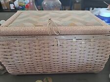 VTG Woven Sewing Basket Full Of Vtg Sewing Material picture