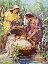 Baby Moses in the Reeds  Nile River￼ Vintage Sunday School Story Board 10x14 picture