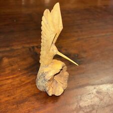 Hand Carved Wooden Hummingbird 5.75” Tall picture