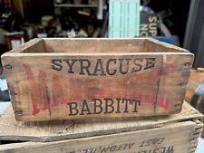 VTG  BABBITT SYRACUSE MANGANESE WOODEN CRATE Box UNITED AMERICAN METALS Indian picture