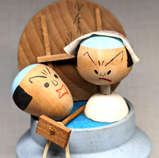japanese antique kokeshi doll Mr. Yaji and Mr. Kita Unazuki Onsen Goemon bath picture