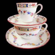 Minton Older Globe Backstamp Floral Swags Teacup & Saucer and Demitasse Cup & Sa picture