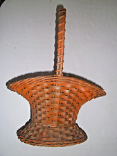 Antique Tall Handled FLOWER BASKET | Flared | Funeral | 18.5~brown/orange picture