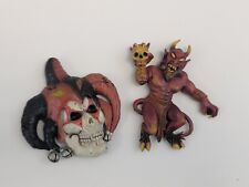 Vintage 2002 Adams Apple Scary Devil and Jester Skull Fridge Magnets Halloween picture