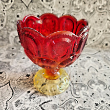Vintage LE Smith Amberina Moon & Stars Compote Candy Dish 5.5