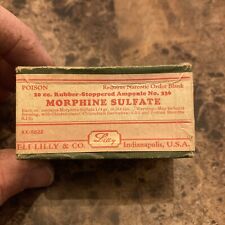 Antique Morphine Sulphate Bottle Amber w/ Paper Label WWII Era Poison picture