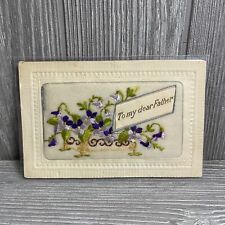 WWI Silk Embroidered Postcard with Flowers, 