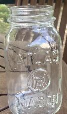 OLD VINTAGE HAZEL ATLAS MASON JAR CANNING CLEAR GLASS 32 OZ. QUART EMBOSSED picture