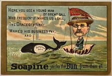 Soapine Soap Victorian Trade Card~Whale Pulls Teddy Roosevelt as Prince of Wales picture
