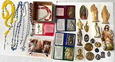 Lot of Vintage Crosses Religious Items Pendants Crucifix Cross Rosary Statues (A picture