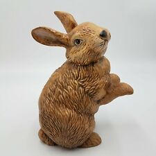 1993 Vintage Hand Painted Ceramic Sitting Brown Cottontailed Rabbit Sweet Face  picture