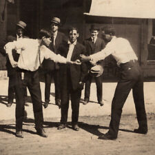 Antique 1900s Street Bare Knuckle Boxing Fight Amateur Photo Photograph picture
