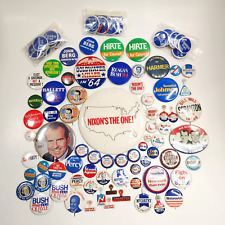 Huge Lot Political Buttons Rockefeller Nickson Lodge Goldwater Miller Reagan picture