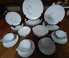Vintage Noritake ROSAY Service For 4 White Rose Silver Trim 6216 Japan ~ New picture