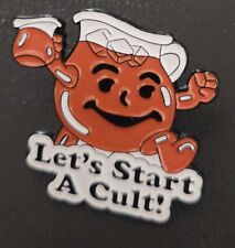 Let's Start A Cult Red Kool-Aid Man Dark Humor Enamel New Lapel Pin In Plastic picture