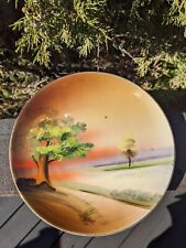 Hand-painted Red Covered Bridge Scene Decorative Plate Decor Trees Birds picture