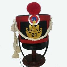 French Napoleonic Shako Helmet, Red V look +Red Pompom+White Cordon & 21 No. picture