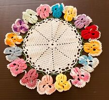 Very COLORFUL Round Doily with Amazing PANSIES surrounding this Handmade gem picture