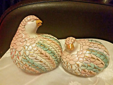 Vintage Pair of Toyo Colorful Ceramic Porcelain Quail Hand Painted Birds picture