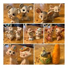 Vintage Lot Of 7 Mouse And Rabbit Salt & Pepper Shakers   picture