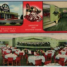 1950 Oklahoma City, Okla. El Fenix Restaurant Advertising Linen PC OK Teich A207 picture