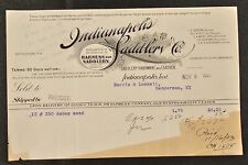 1909 Indianapolis Saddlery Co Illustrated Billhead Receipt Indianapolis, IN picture