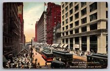 eStampsNet - Street Scene Trolley Cars Chicago State and Madison Postcard picture