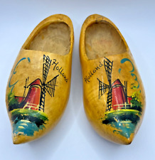 Vintage Handcrafted 7inch Wooden Shoes From Holland Windmill Scene picture